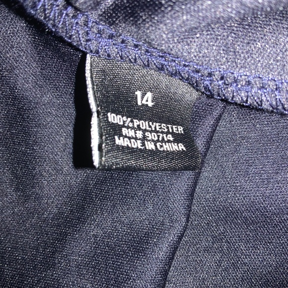 MSK navy beaded full length sleeveless formal dress Sz 14 ruching side ruffle - Picture 11 of 13